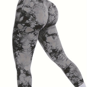 Upgrade Your Workout Wardrobe with High-Elastic Tie Dye Yoga Pants - Perfect for Pilates, Running, and More!.