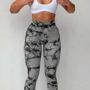 Upgrade Your Workout Wardrobe with High-Elastic Tie Dye Yoga Pants - Perfect for Pilates, Running, and More!.