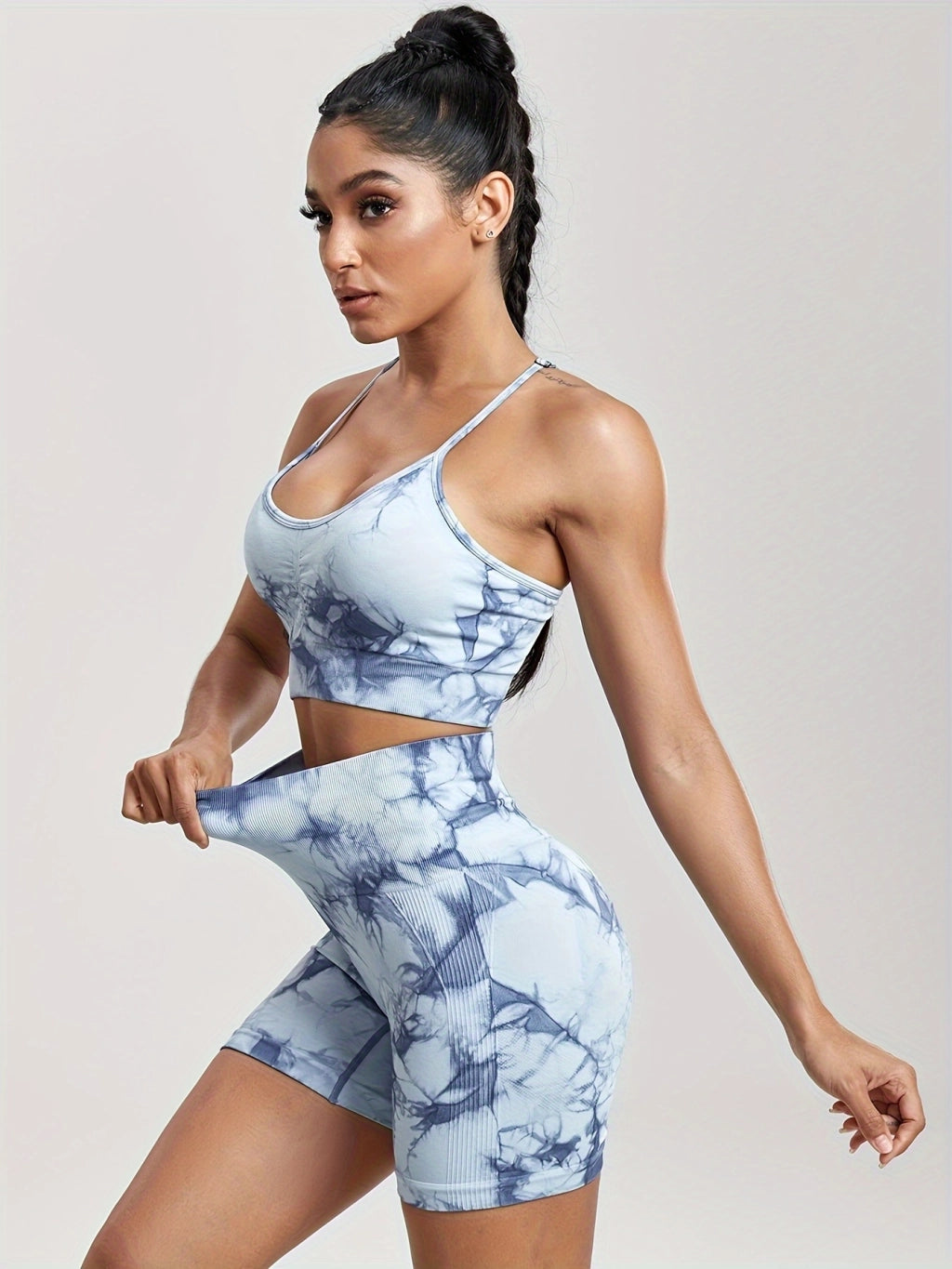 Stylish Tie-Dye Workout Set for Women - Quick-Dry, High Stretch Fabric, Perfect for Active Athletes.