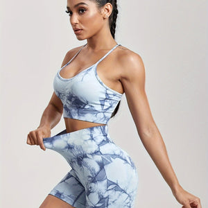 Stylish Tie-Dye Workout Set for Women - Quick-Dry, High Stretch Fabric, Perfect for Active Athletes.