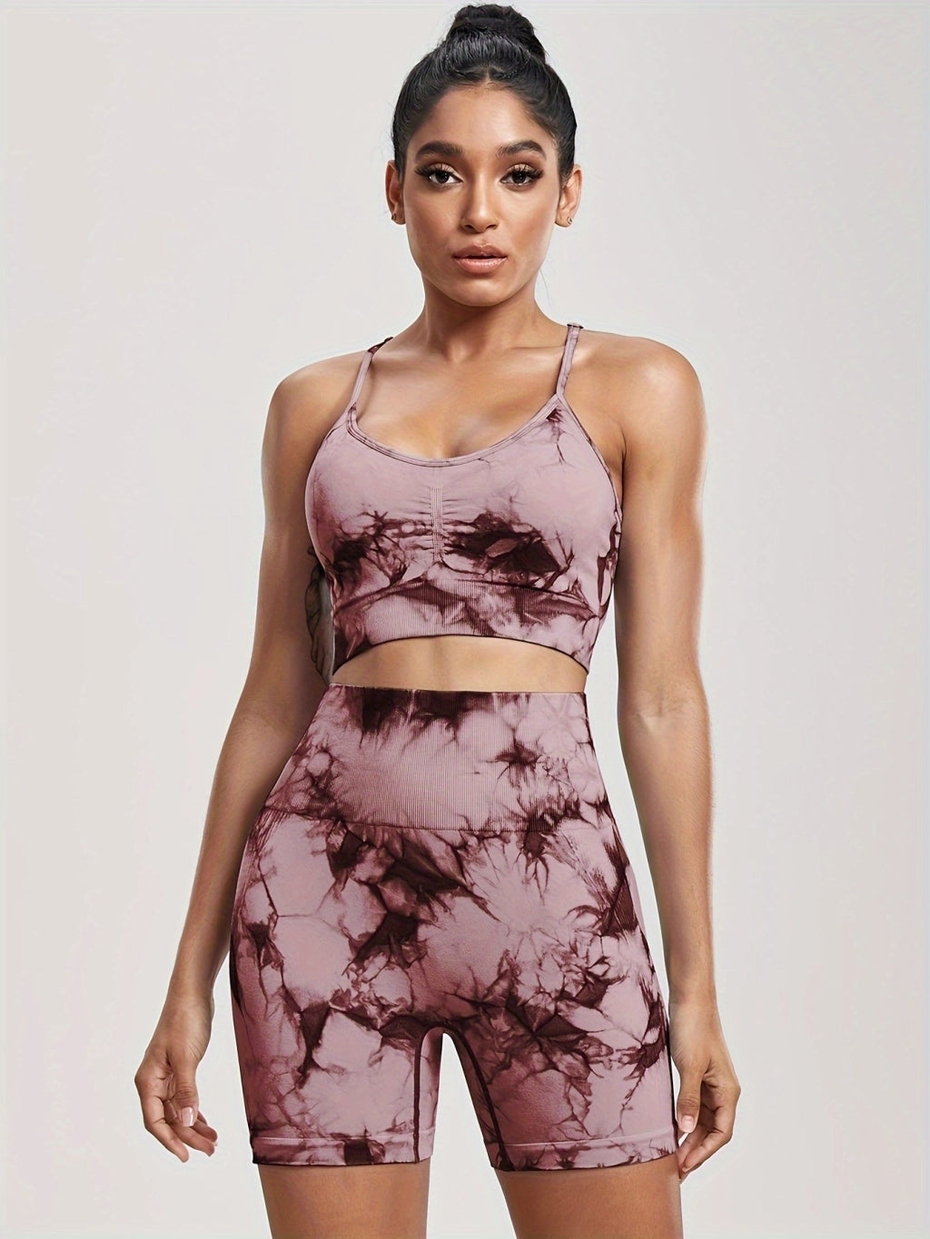 Stylish Tie-Dye Workout Set for Women - Quick-Dry, High Stretch Fabric, Perfect for Active Athletes.