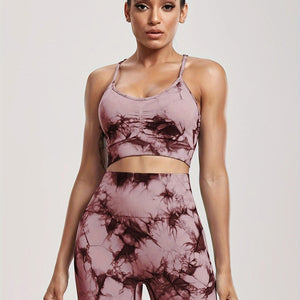 Stylish Tie-Dye Workout Set for Women - Quick-Dry, High Stretch Fabric, Perfect for Active Athletes.