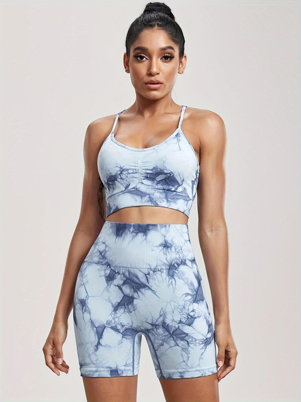 Stylish Tie-Dye Workout Set for Women - Quick-Dry, High Stretch Fabric, Perfect for Active Athletes.