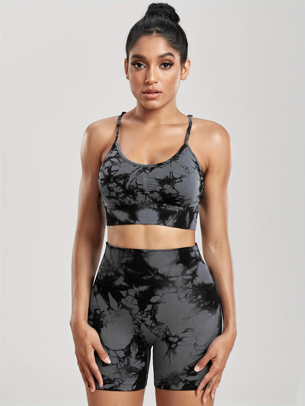 Stylish Tie-Dye Workout Set for Women - Quick-Dry, High Stretch Fabric, Perfect for Active Athletes.