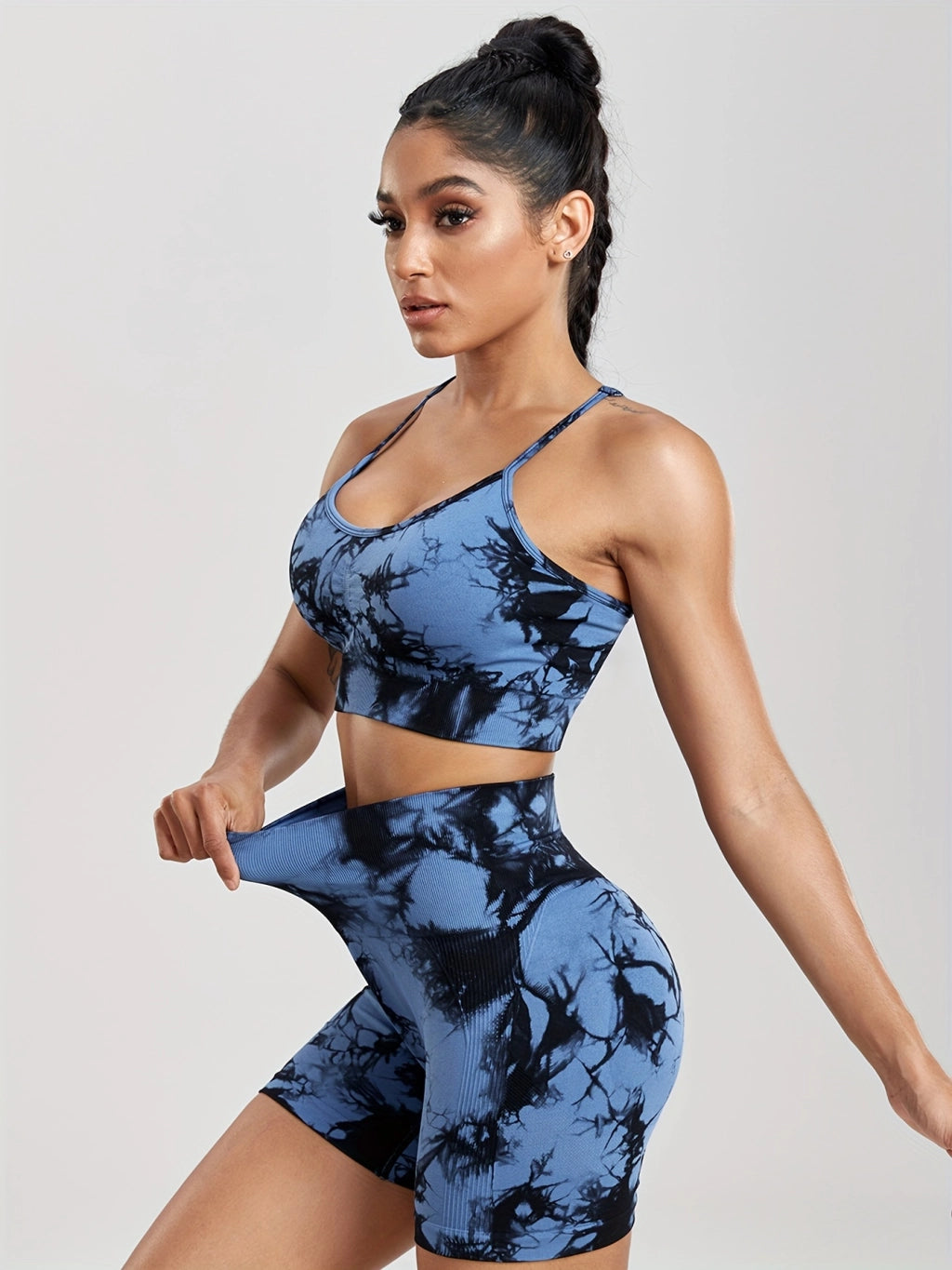 Stylish Tie-Dye Workout Set for Women - Quick-Dry, High Stretch Fabric, Perfect for Active Athletes.