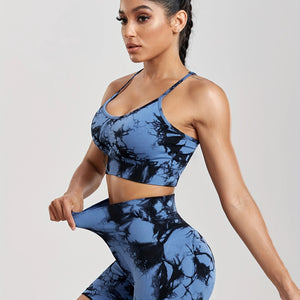 Stylish Tie-Dye Workout Set for Women - Quick-Dry, High Stretch Fabric, Perfect for Active Athletes.