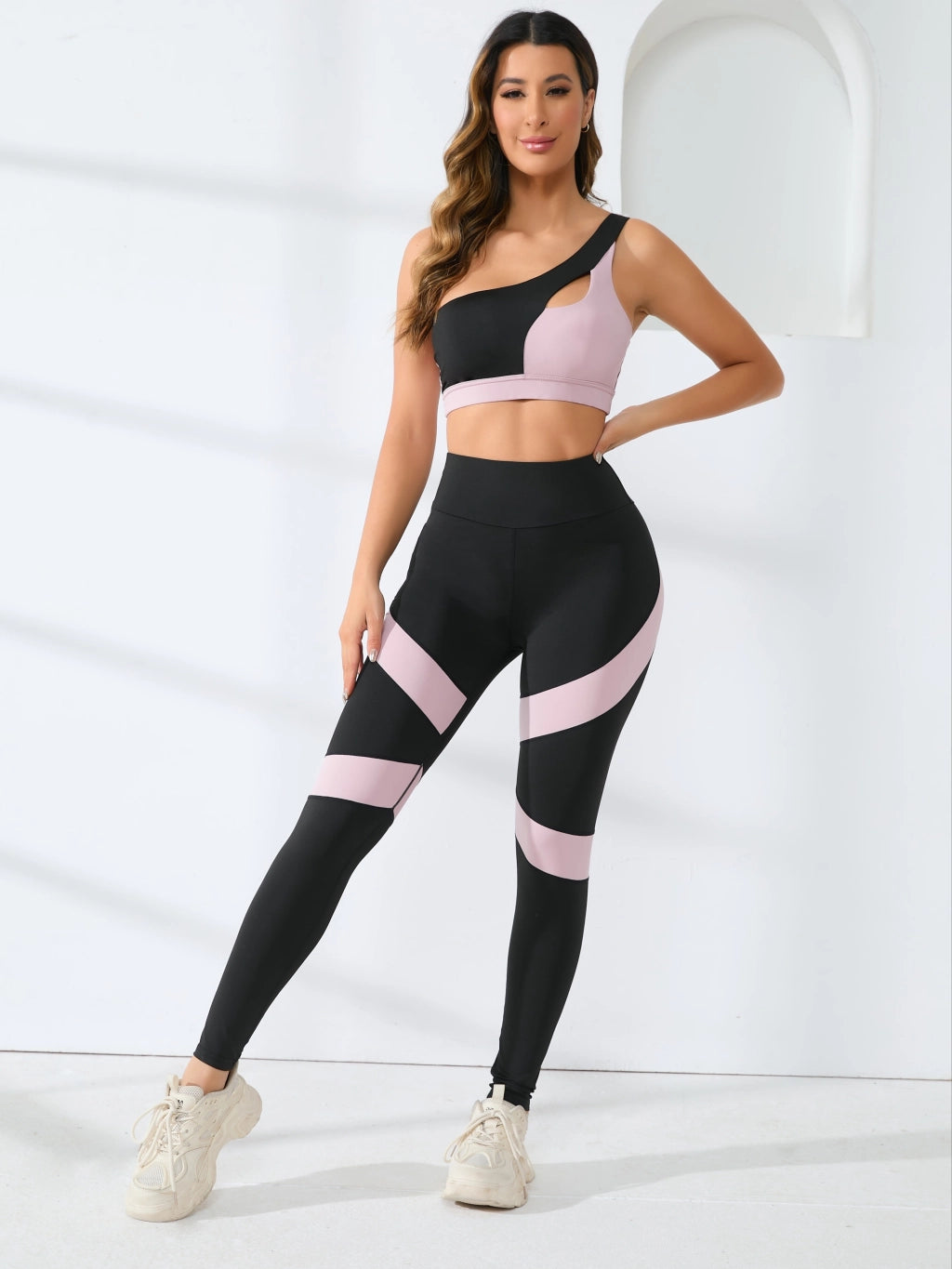 Premium Color Block Yoga Workout Set - High Stretch Sports Bra & Leggings Suit.