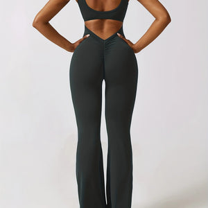 Ultimate Yoga Bodysuit: High Waist, Flare Leggings with Pockets.