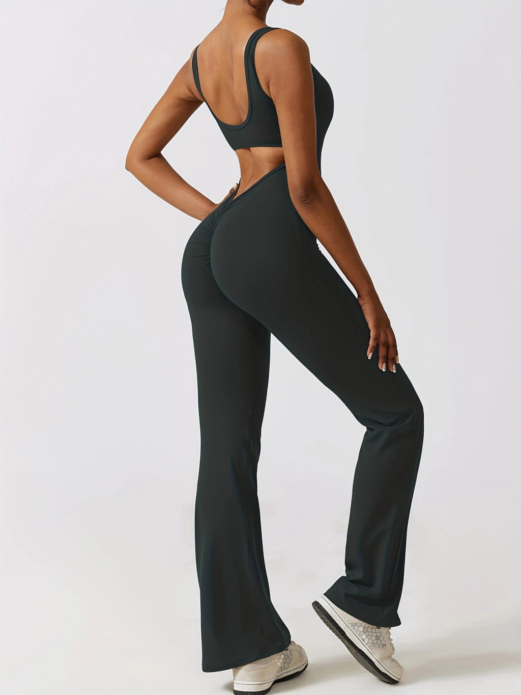 Ultimate Yoga Bodysuit: High Waist, Flare Leggings with Pockets.