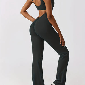 Ultimate Yoga Bodysuit: High Waist, Flare Leggings with Pockets.