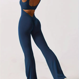 Ultimate Yoga Bodysuit: High Waist, Flare Leggings with Pockets.