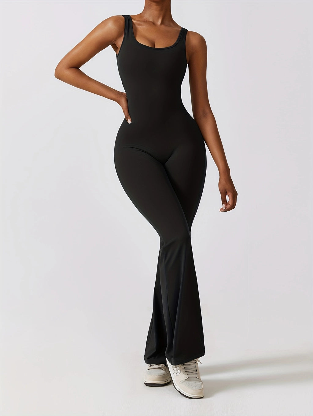 Ultimate Yoga Bodysuit: High Waist, Flare Leggings with Pockets.