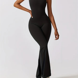 Ultimate Yoga Bodysuit: High Waist, Flare Leggings with Pockets.