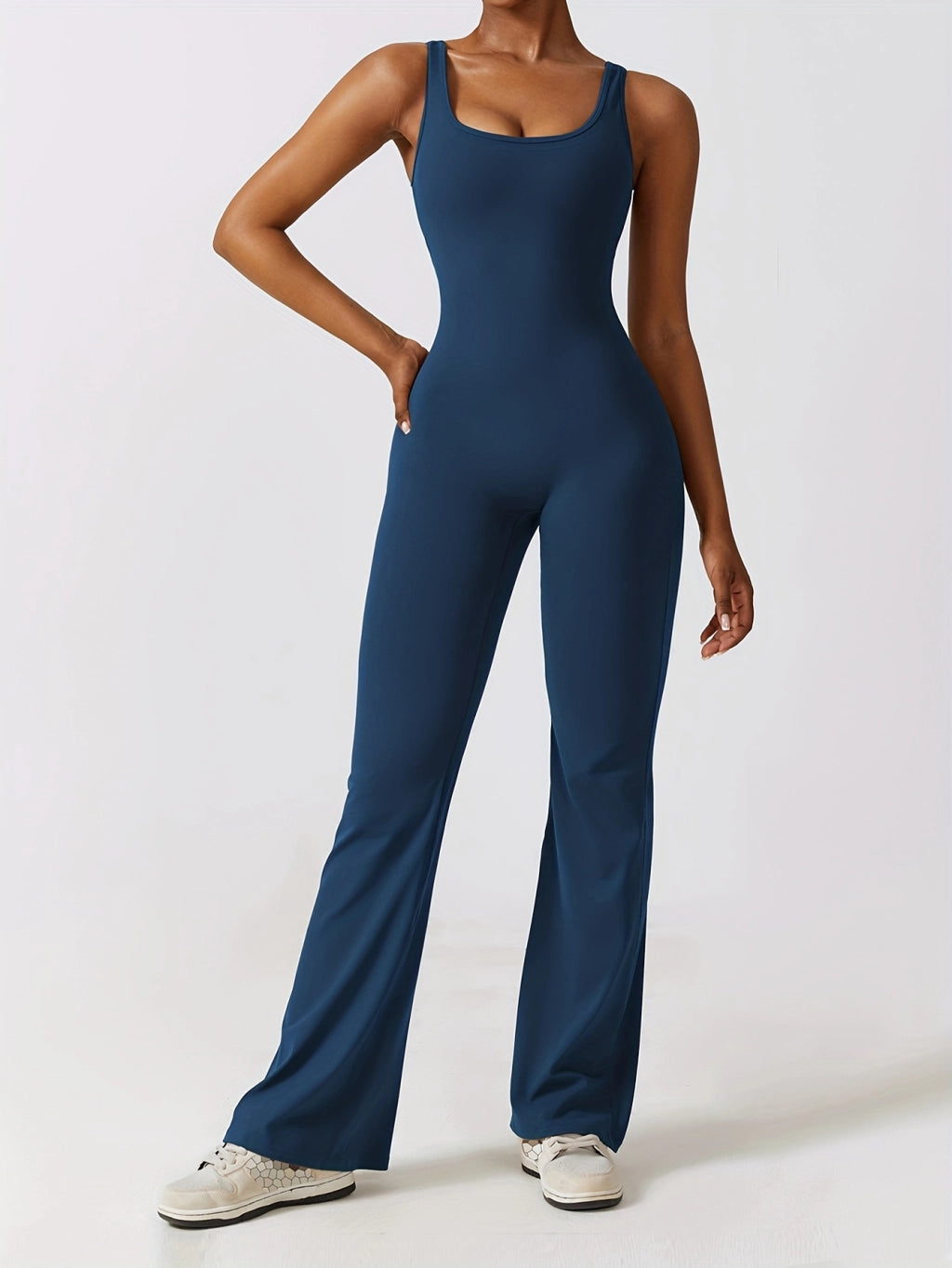 Ultimate Yoga Bodysuit: High Waist, Flare Leggings with Pockets.