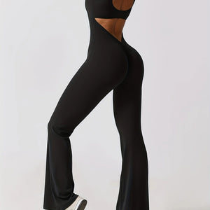 Ultimate Yoga Bodysuit: High Waist, Flare Leggings with Pockets.