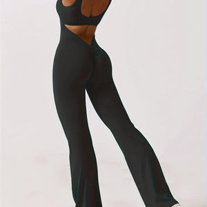 Ultimate Yoga Bodysuit: High Waist, Flare Leggings with Pockets.