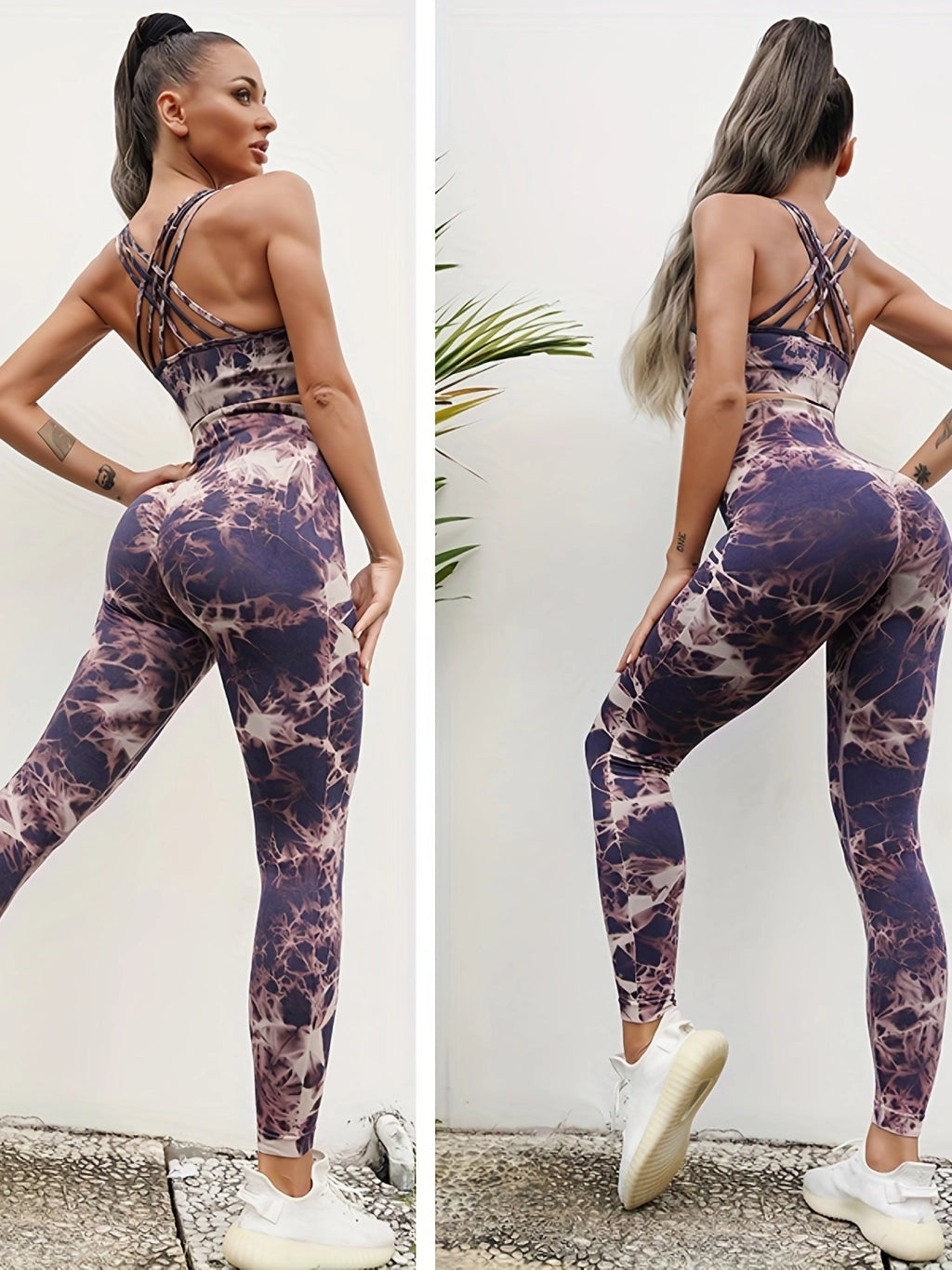 Get Fit with Our High-Waisted Tie Dye Leggings - Perfect for Any Workout!.