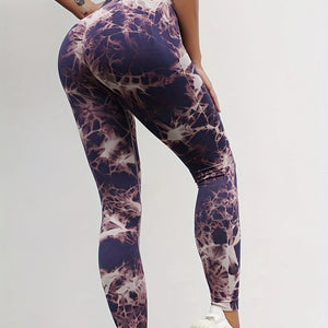 Get Fit with Our High-Waisted Tie Dye Leggings - Perfect for Any Workout!.