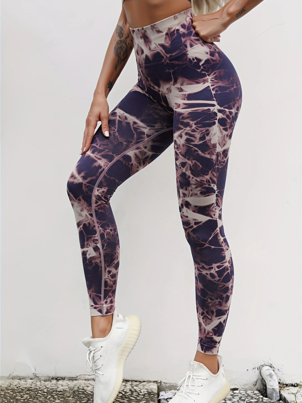 Get Fit with Our High-Waisted Tie Dye Leggings - Perfect for Any Workout!.