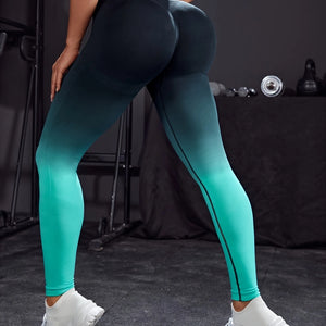 Upgrade Your Workout with High-Waisted Ombre Yoga Pants - Breathable Activewear for Women.