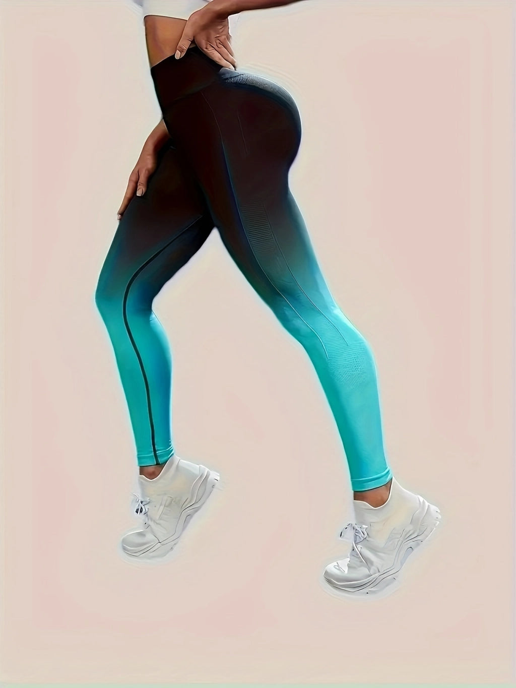 Upgrade Your Workout with High-Waisted Ombre Yoga Pants - Breathable Activewear for Women.