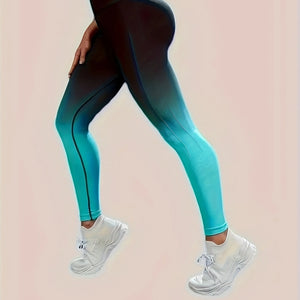 Upgrade Your Workout with High-Waisted Ombre Yoga Pants - Breathable Activewear for Women.