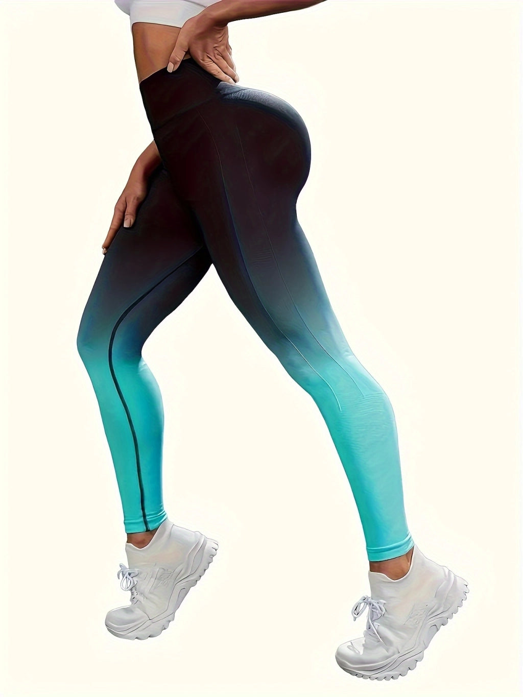 Upgrade Your Workout with High-Waisted Ombre Yoga Pants - Breathable Activewear for Women.