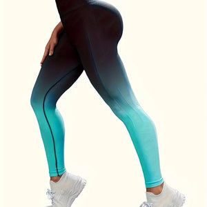 Upgrade Your Workout with High-Waisted Ombre Yoga Pants - Breathable Activewear for Women.