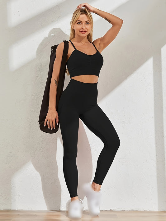 Women's High Waist Tummy Control Yoga Pants, Slim Fit Peach Lift Leggings, Quick Dry Athletic Stretch Bottoms for Fitness and Gym.