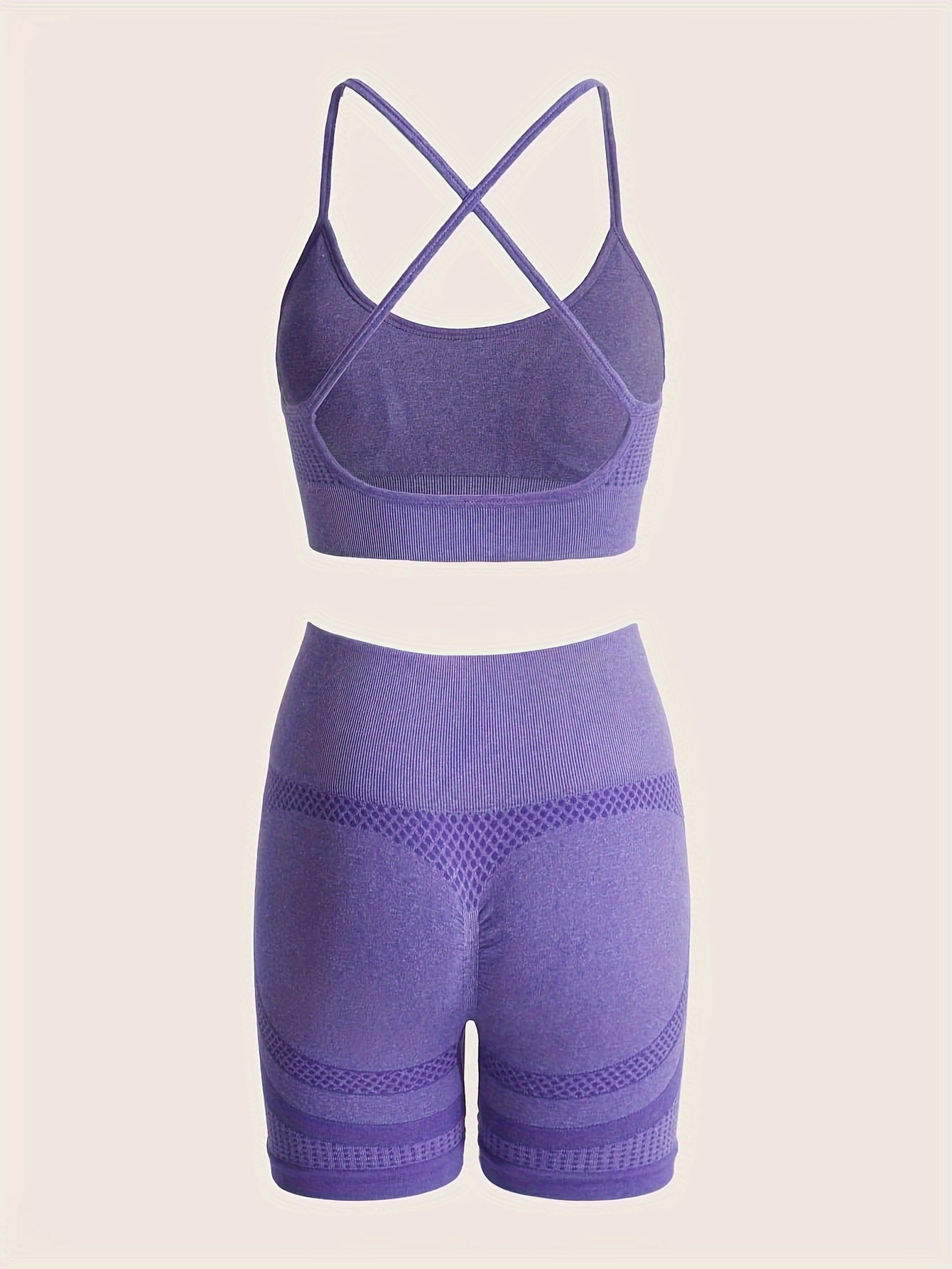 Women's 2-Piece Workout Set, Sports Bra And Shorts, Cross-Back, Moisture-Wicking, Stretch-Fit Gym Wear.