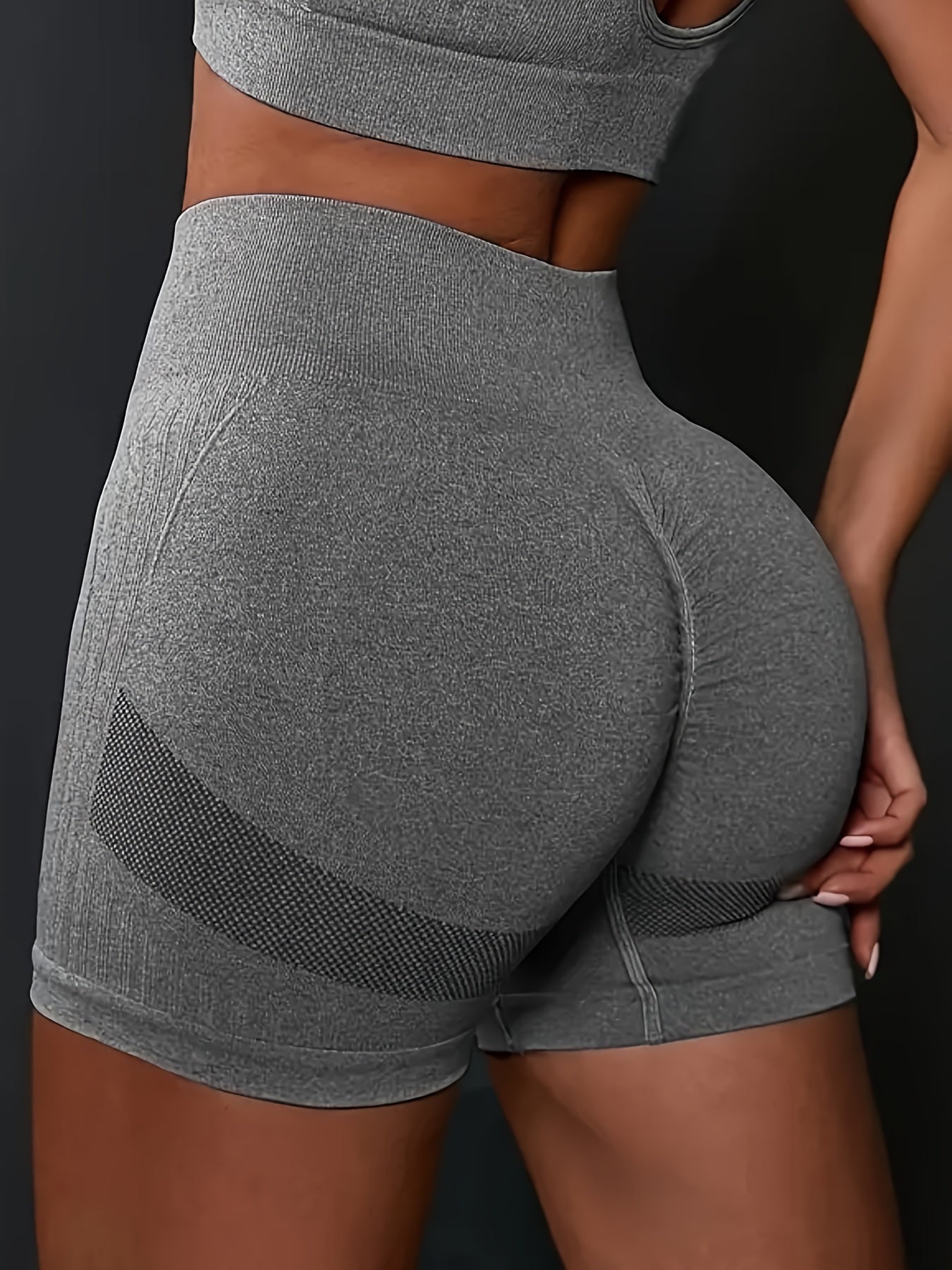 High Waisted Scrunch Butt Lifting Seamless Yoga Shorts, Quick Drying High Stretch Workout Gym Biker Shorts, Women's Activewear.