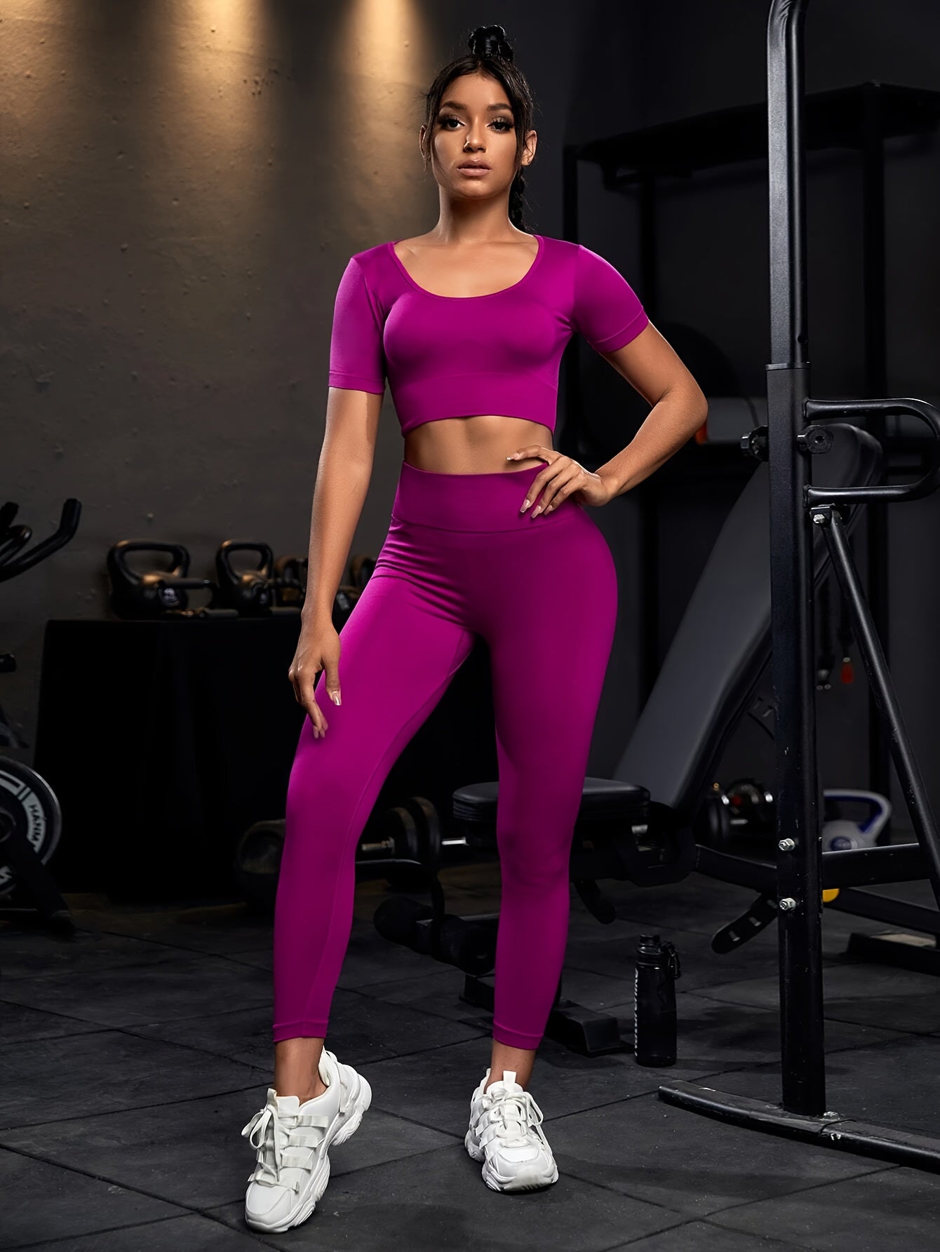 Look & Feel Your Best: 2-Piece Yoga Sports Set for Women - Boat Neck Top & High Waist Leggings.