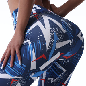 Allover Print Workout Yoga Tight Capri Pants, Stretchy Fitness Running Sports Capri Leggings, Women's Activewear.