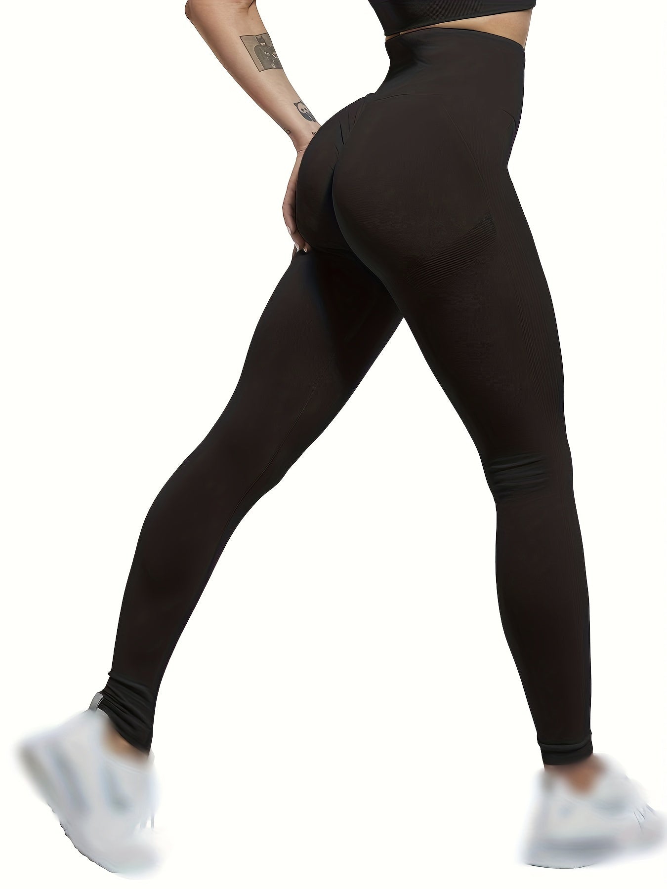 Women's High Waist Tummy Control Yoga Pants, Slim Fit Peach Lift Leggings, Quick Dry Athletic Stretch Bottoms for Fitness and Gym.