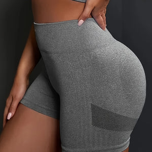 High Waisted Scrunch Butt Lifting Seamless Yoga Shorts, Quick Drying High Stretch Workout Gym Biker Shorts, Women's Activewear.