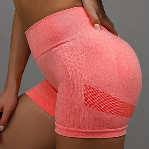 High Waisted Scrunch Butt Lifting Seamless Yoga Shorts, Quick Drying High Stretch Workout Gym Biker Shorts, Women's Activewear.