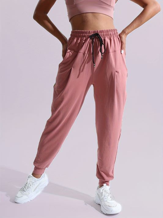 Women's Comfortable High-Waisted Drawstring Joggers with Ruched Detail and Stretchy Pockets - Perfect for Everyday Fashion and Activewear.