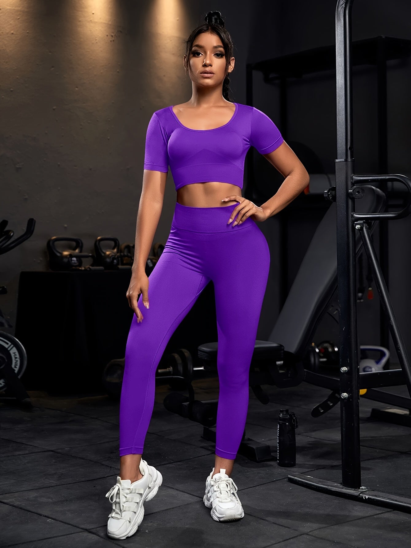 Look & Feel Your Best: 2-Piece Yoga Sports Set for Women - Boat Neck Top & High Waist Leggings.