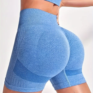 High Waisted Scrunch Butt Lifting Seamless Yoga Shorts, Quick Drying High Stretch Workout Gym Biker Shorts, Women's Activewear.