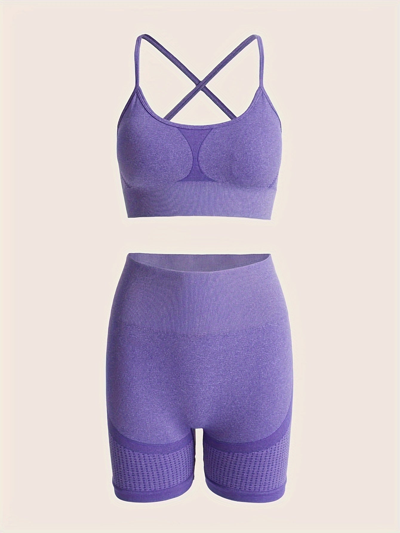 Women's 2-Piece Workout Set, Sports Bra And Shorts, Cross-Back, Moisture-Wicking, Stretch-Fit Gym Wear.