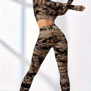 Get Fit in Style: Tie Dye Yoga Set - Crop Top & Leggings.